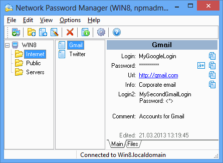 Multi-user tool for storage and management of passwords within enterprise. well known Screen Shot